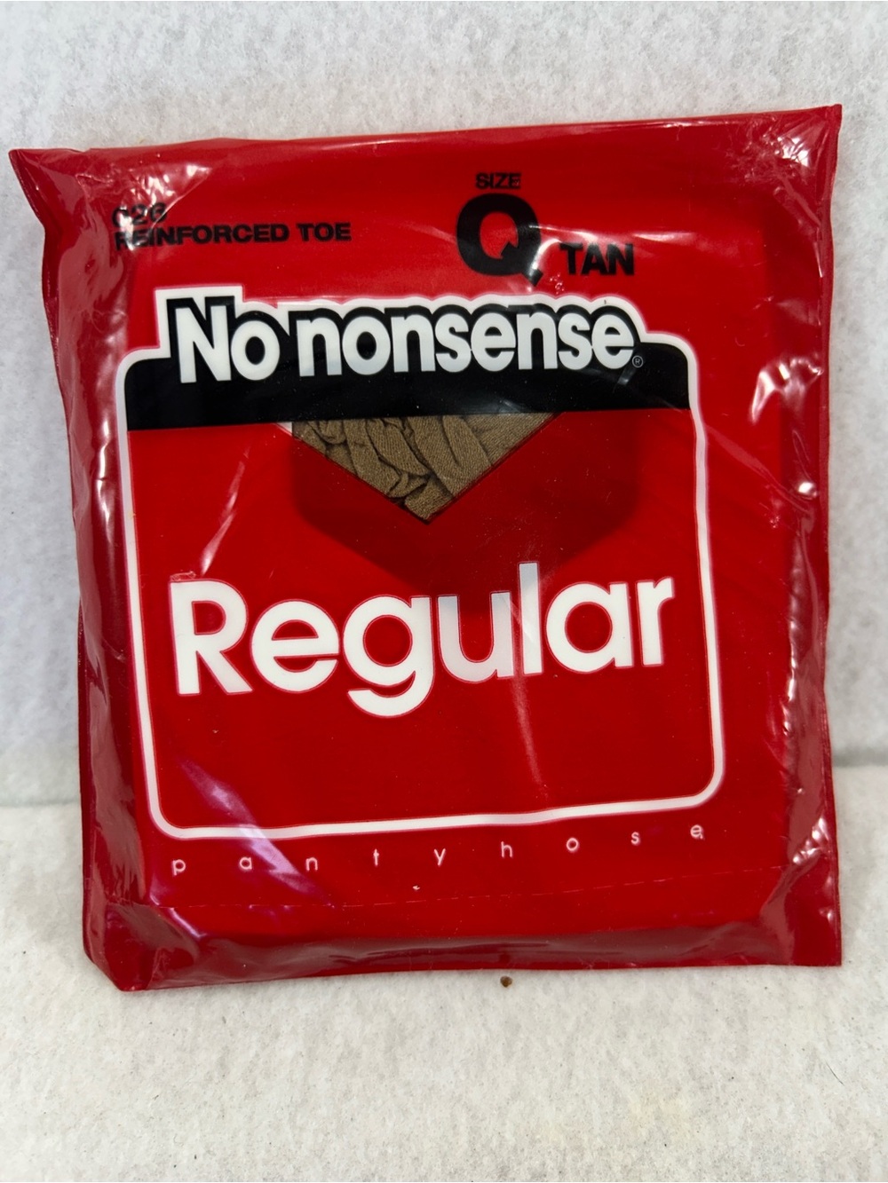 Vintage No Nonsense Regular Pantyhose Size Q Tan Reinforced Toe Sealed NOS